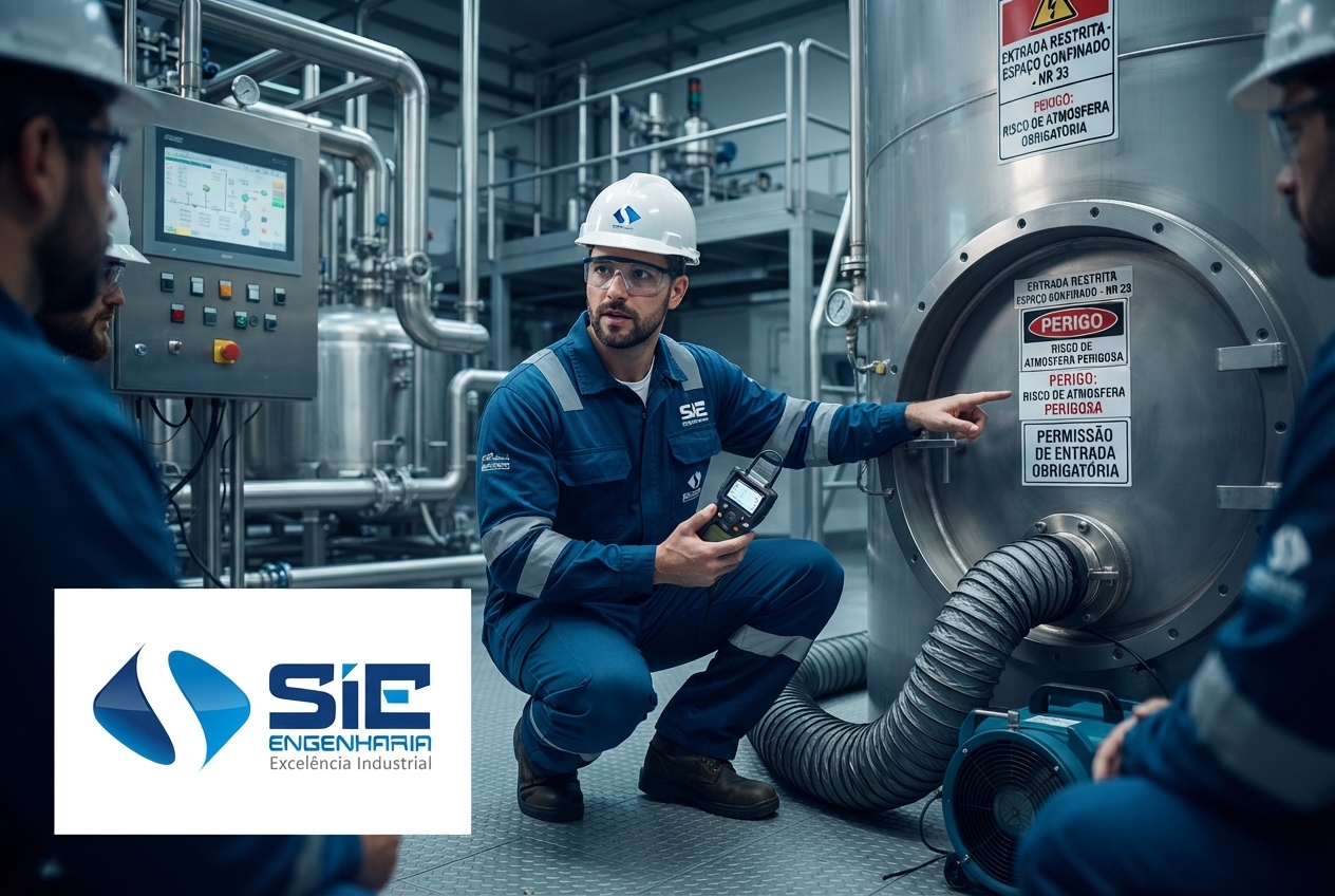 Curso de Espaço Confinado NR-33 e treinamento de segurança em ambiente industrial